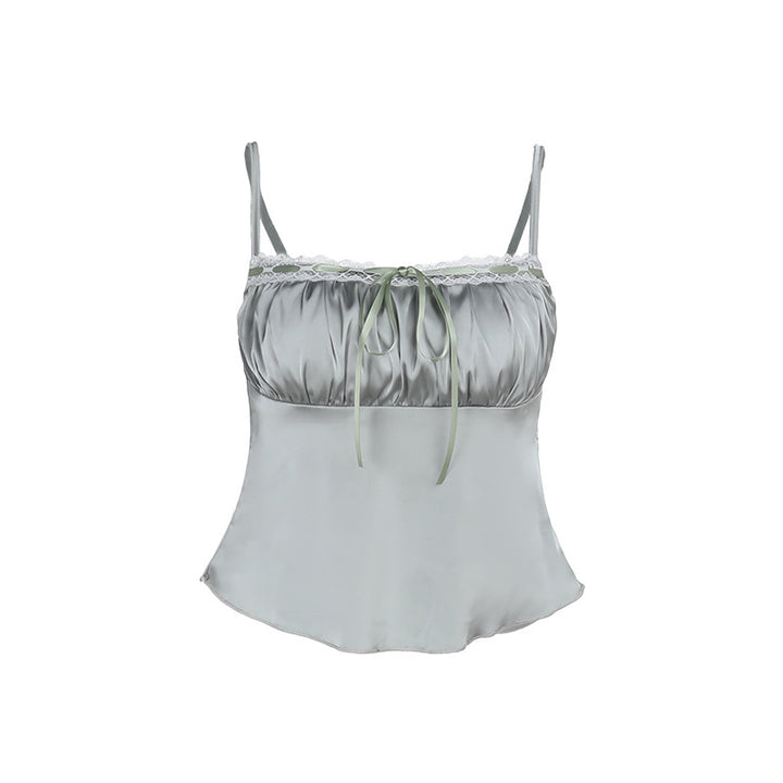 Damen Satin-Camisole mit verstellbaren Trägern und zarter Spitzenverarbeitung Drune
