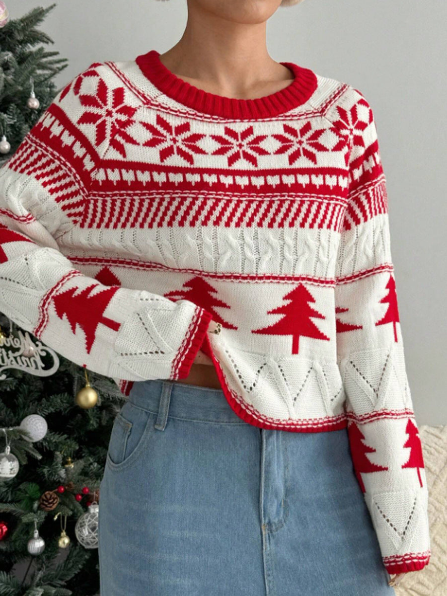 Damen kuscheliger Winterpullover mit verspieltem Weihnachtsdesign Drune