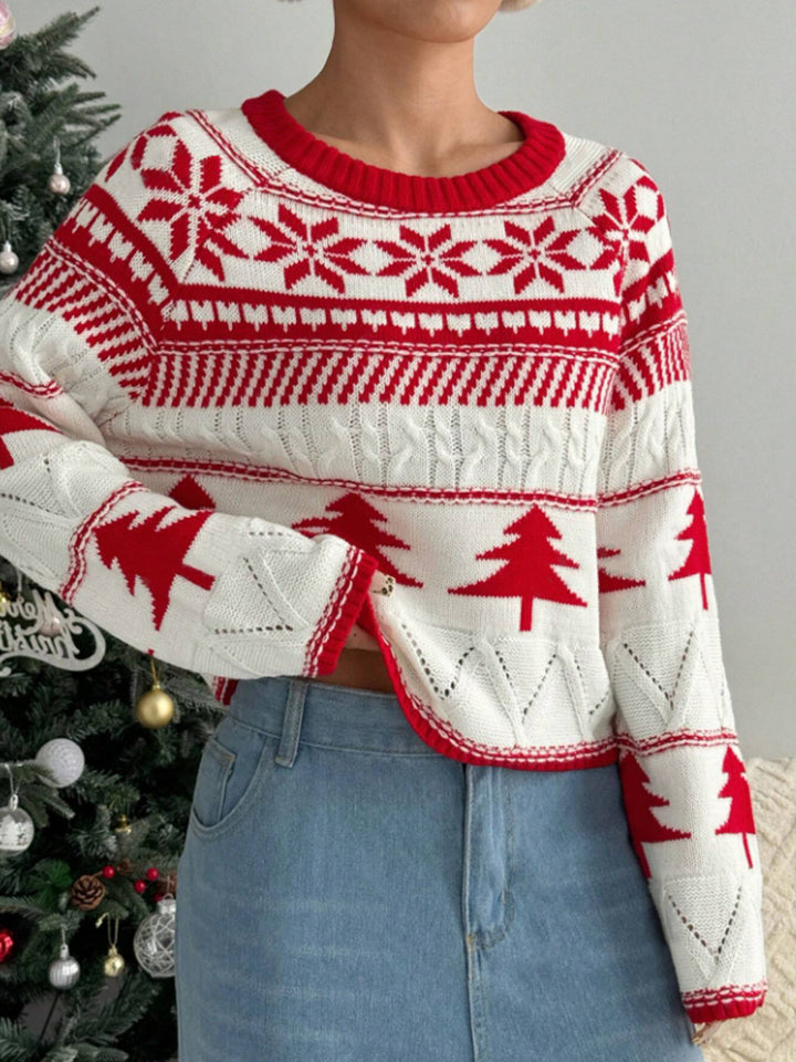 Damen kuscheliger Winterpullover mit verspieltem Weihnachtsdesign Drune