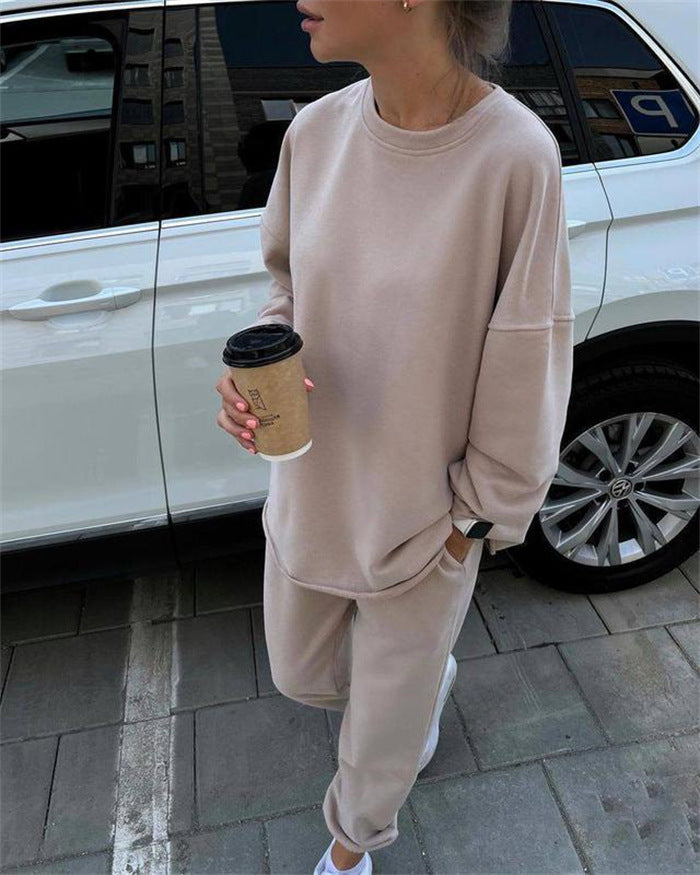 Damen lässiges Premium-Sweatset mit entspannter Fit und praktischen Taschen Drune