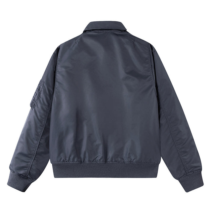 Herren  Boxy Kragen Zip-Front Bomberjacke mit übergroßen schrägen Klappentaschen und Utility-Tasche am Ärmel Drune