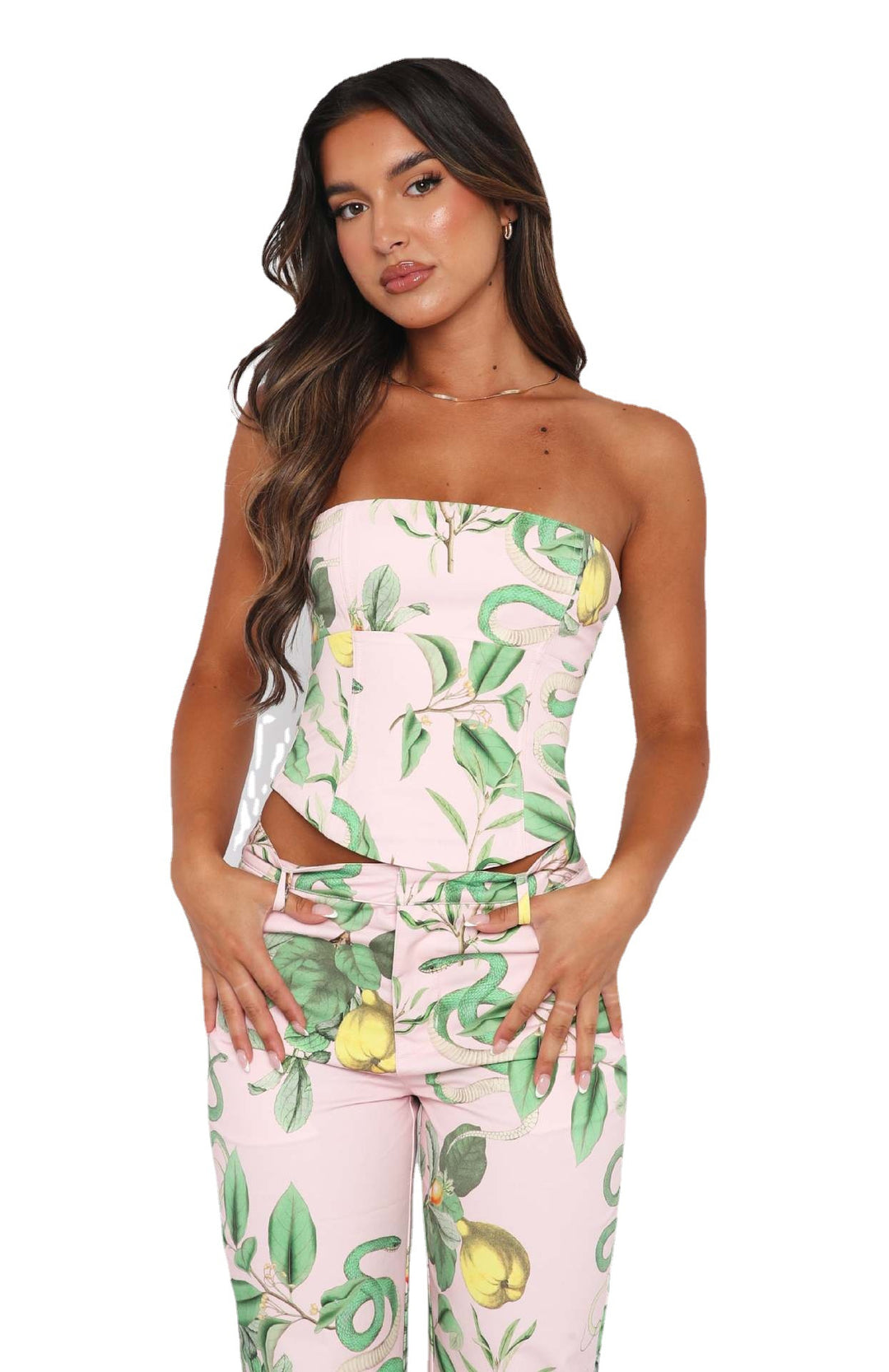 Damen Bustier-Top mit floralem Design und figurbetontem Schnitt Drune