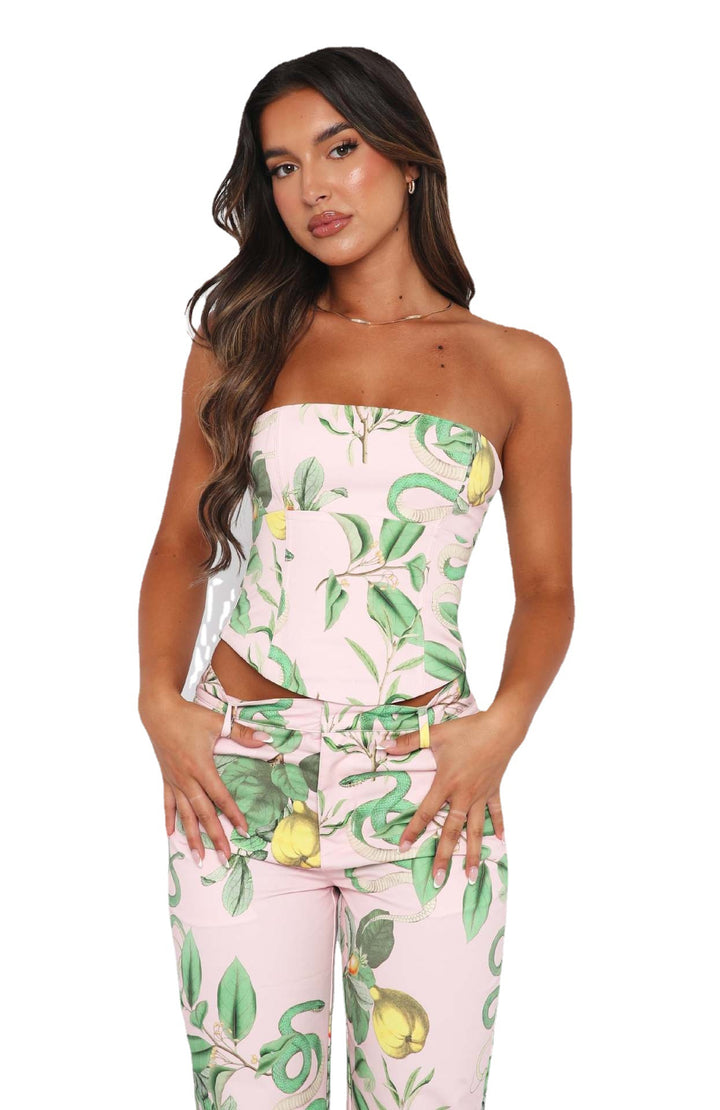Damen Bustier-Top mit floralem Design und figurbetontem Schnitt Drune