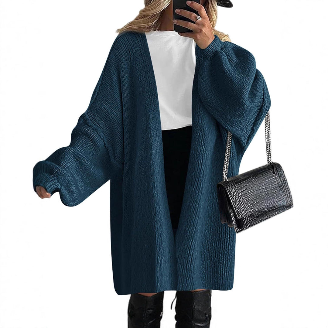 Damen lässiger Strickmantel mit offenem Schnitt und weitem Ärmelschnitt Drune