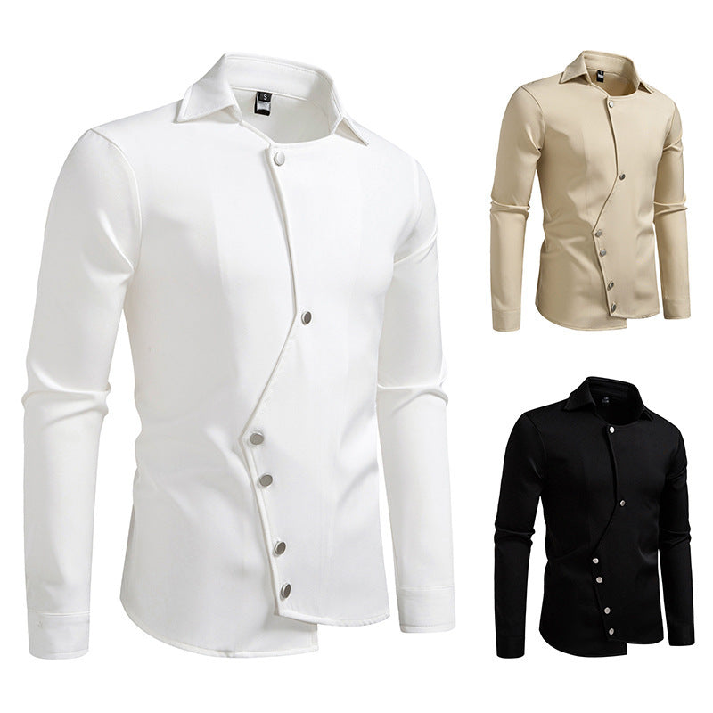 Herren Hemd mit asymmetrischem Knopfdesign und modernem Kragen Drune