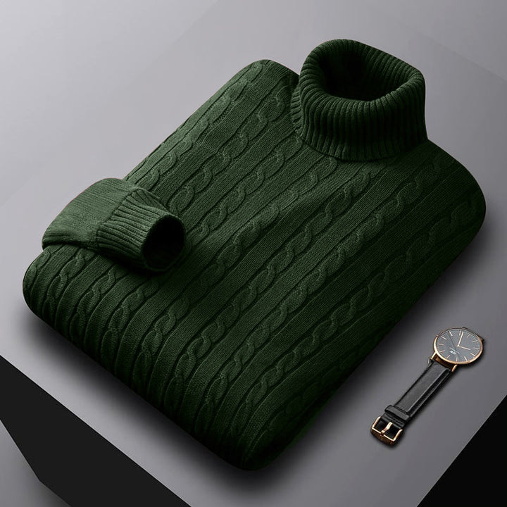 Herren nan grob gestrickter Rollkragenpullover mit Zopfmuster und wärmender Strickstruktur Drune