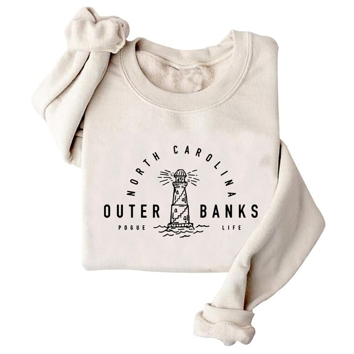 Damen Sweatshirt mit maritimem Leuchtturm-Motiv und lässigem Schnitt Drune