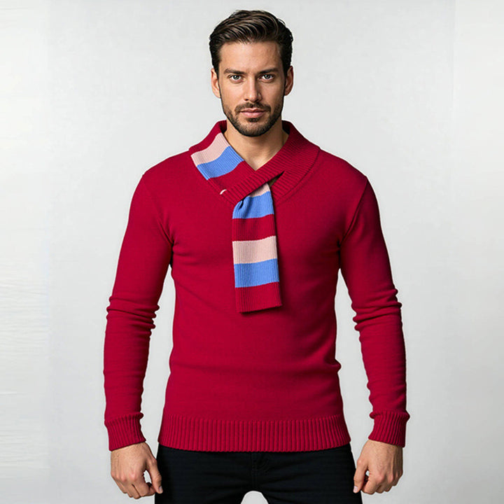 Herren eleganter Pullover mit modernem V-Ausschnitt und feinen Rippdetails Drune
