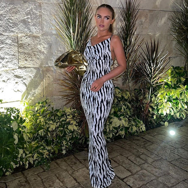 Damen Maxikleid mit tierischem Print Drune