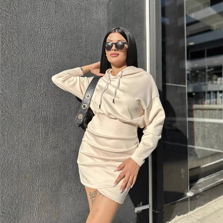 Damen modischer Kapuzenkleid Drune