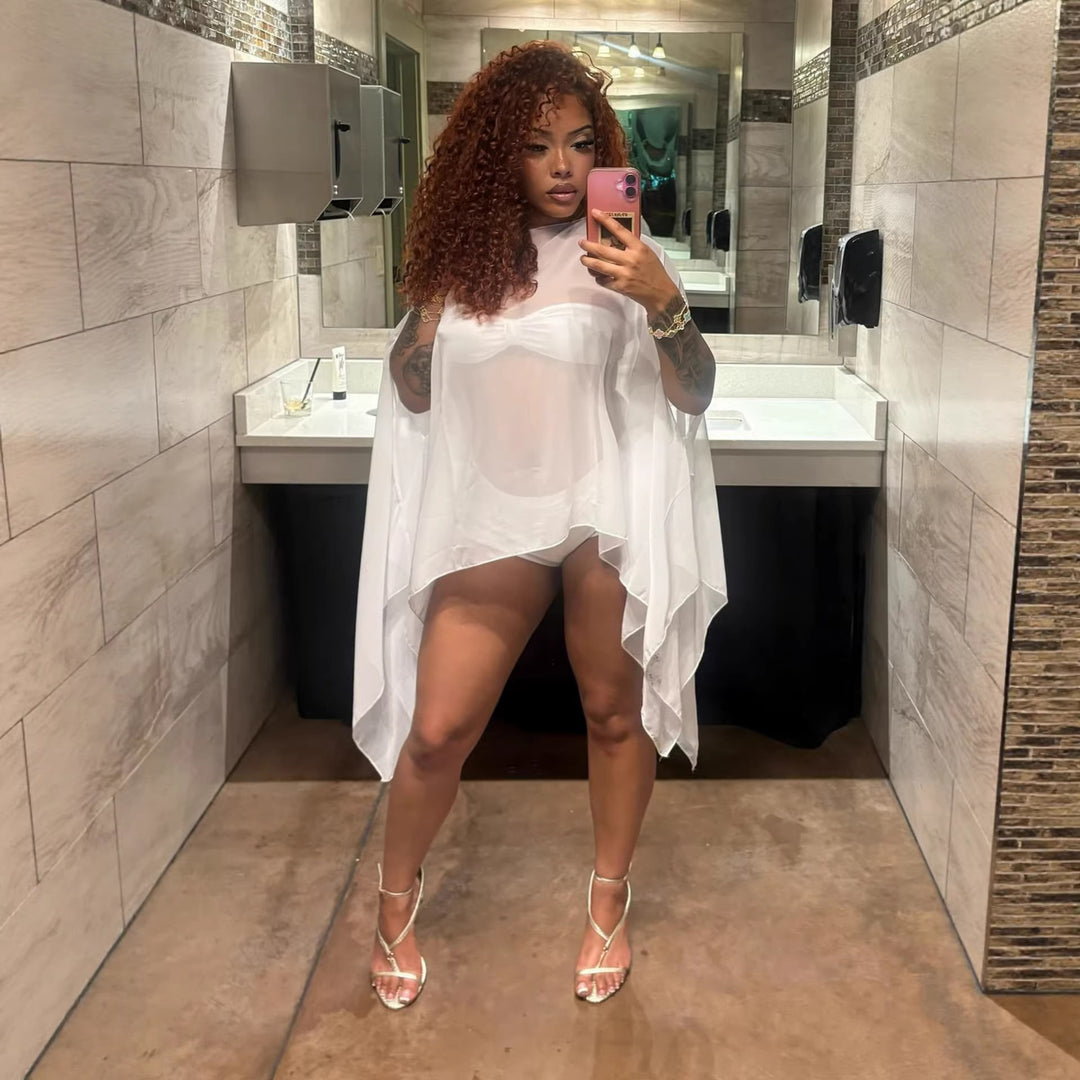 Damen transparenter Kaftan mit elegantem Schnitt und fließendem Stoff Drune
