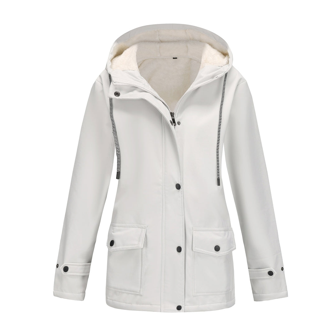 Damen wasserdichte Kapuzenjacke mit weichem Fleece-Futter Drune