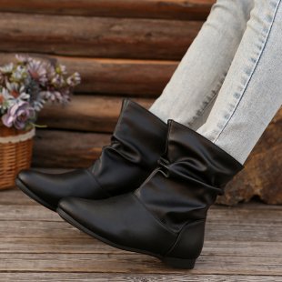 Damen modische Stiefeletten mit elegantem Rüschendesign und weichem Obermaterial Drune