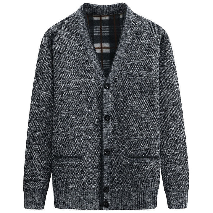 Herren Strickjacke mit V-Ausschnitt und hochwertigen Details Drune