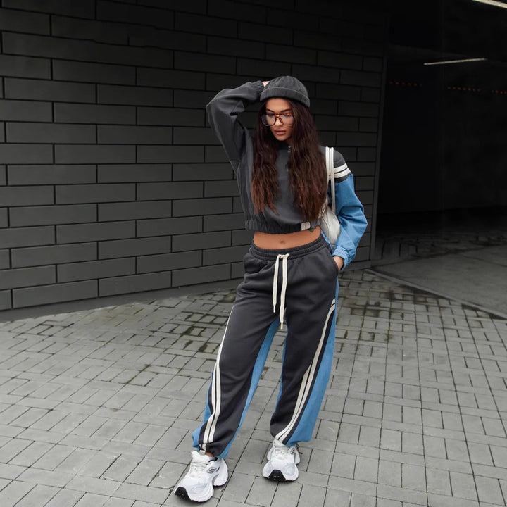 Damen sportliches Loungewear-Set mit Streifen Drune