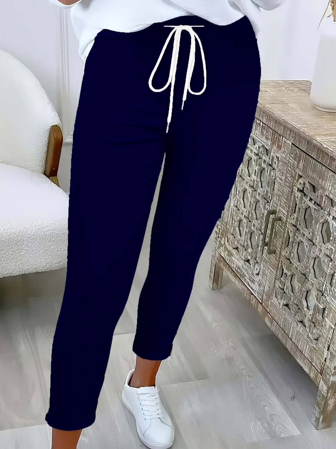 Damen nan taillierte Freizeithose mit Kordelzug und Umschlagbündchen Drune