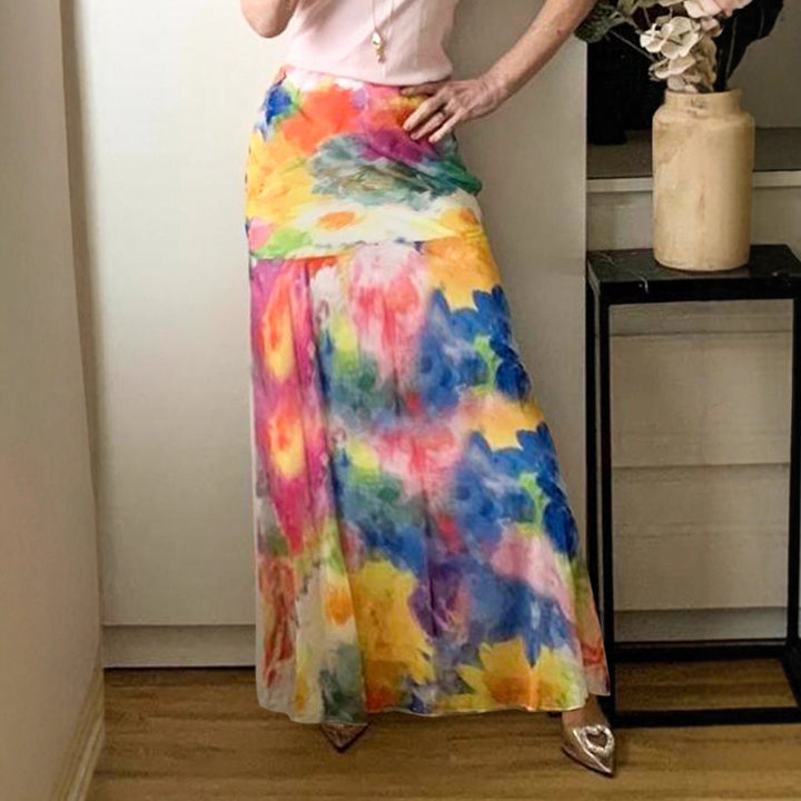 Damen Maxirock mit elegantem Blumenmuster und fließendem Schnitt Drune