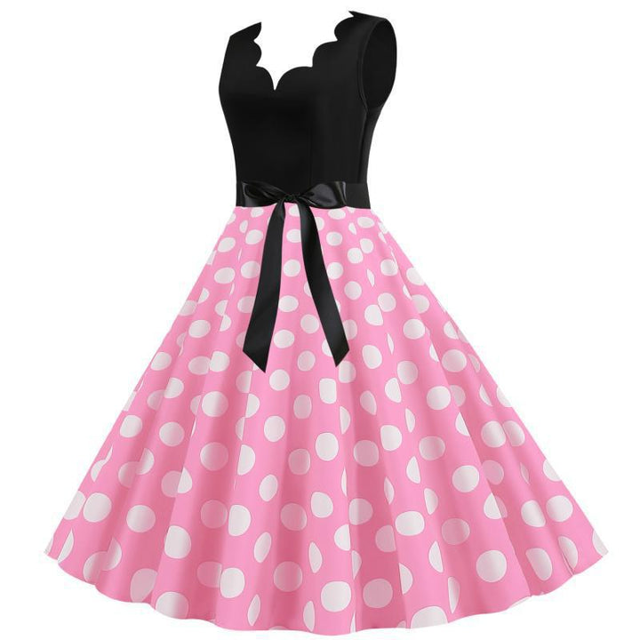 Damen Swingkleid mit tiefem V-Ausschnitt und filigranem Punktemuster Drune