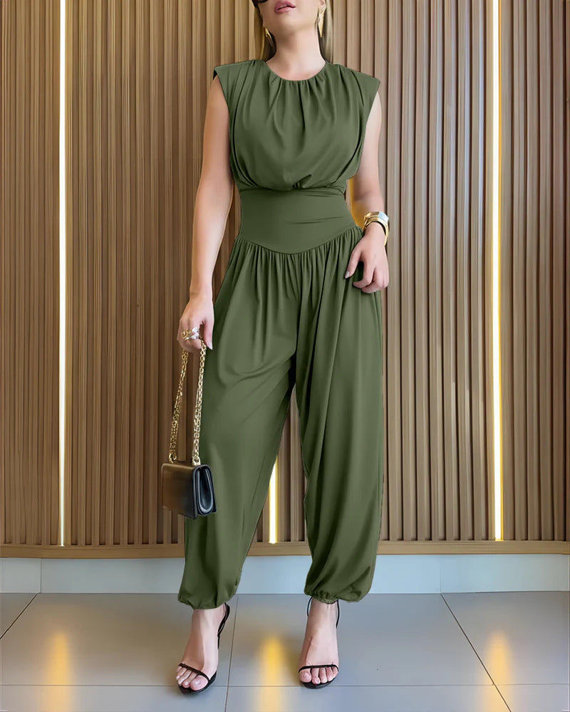 Damen modischer Jumpsuit mit elastischem Taillenbund und innovativem Schnitt Drune