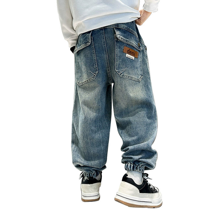 Herren lässige Baggy-Jeans mit elastischem Bund Drune