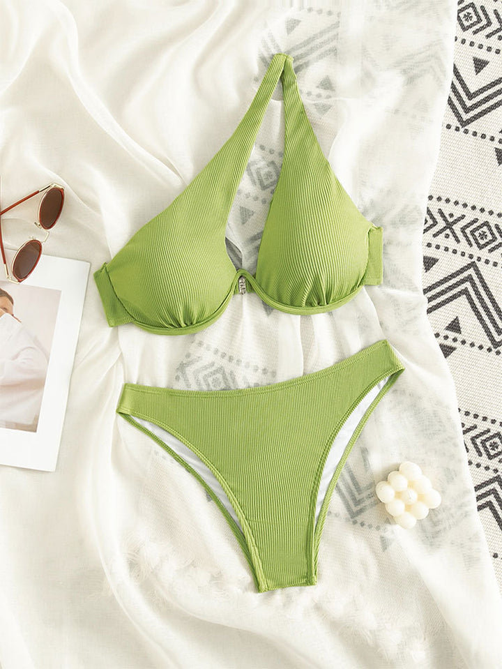 Damen Triangel-Bikini mit rippendem Design und nahtlosen Kanten Drune