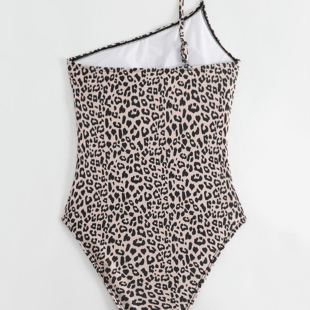 Damen One-Shoulder Badeanzug mit stylischem Animal-Print und femininen Raffungen Drune
