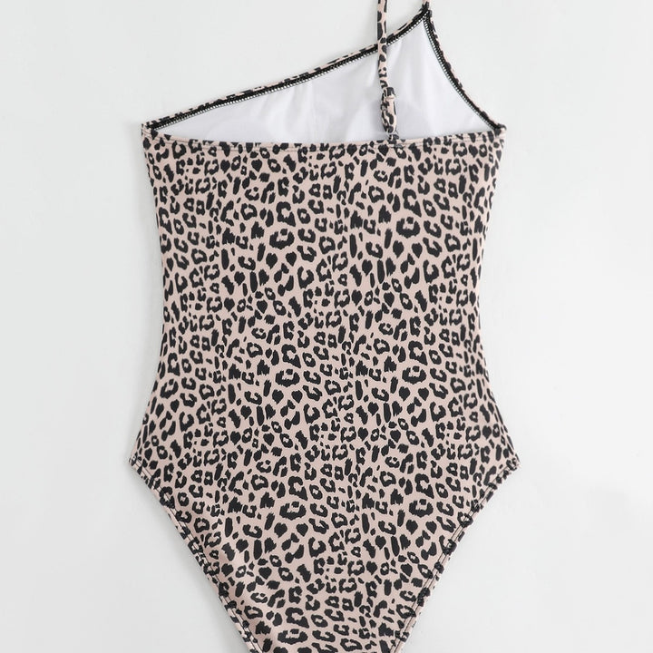 Damen One-Shoulder Badeanzug mit stylischem Animal-Print und femininen Raffungen Drune