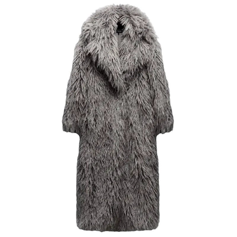 Damen Flauschiger Oversized-Mantel aus Kunstpelz Drune