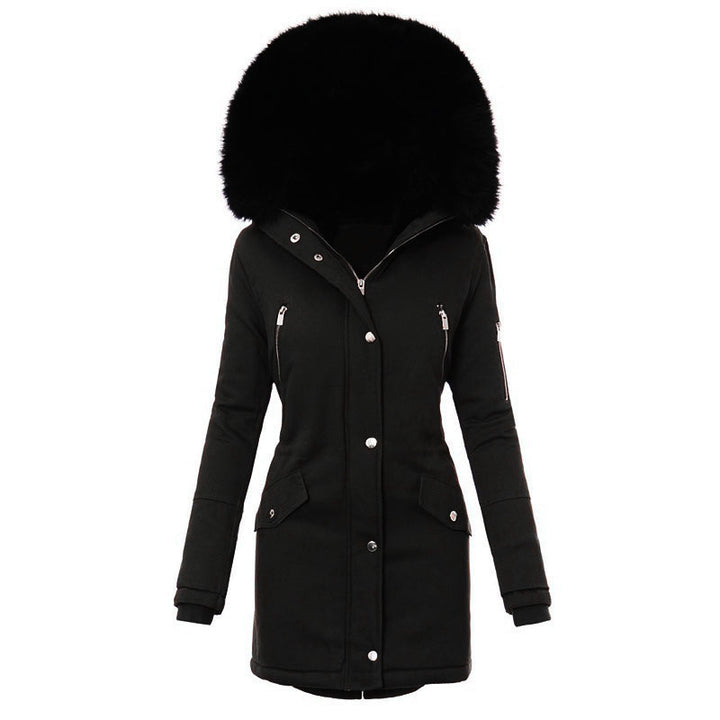 Damen Winterparka mit abnehmbarem Kunstfellkragen und praktischen Reißverschlusstaschen Drune