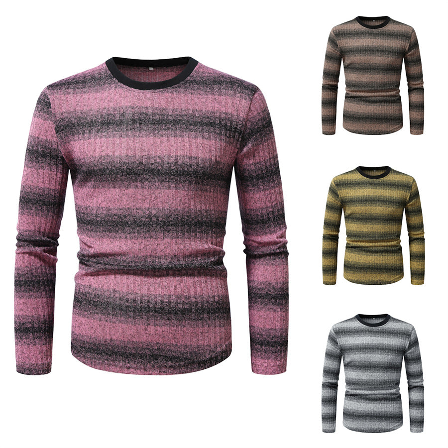Herren Langarmshirt aus strukturiertem Material mit modischem Streifenmuster Drune