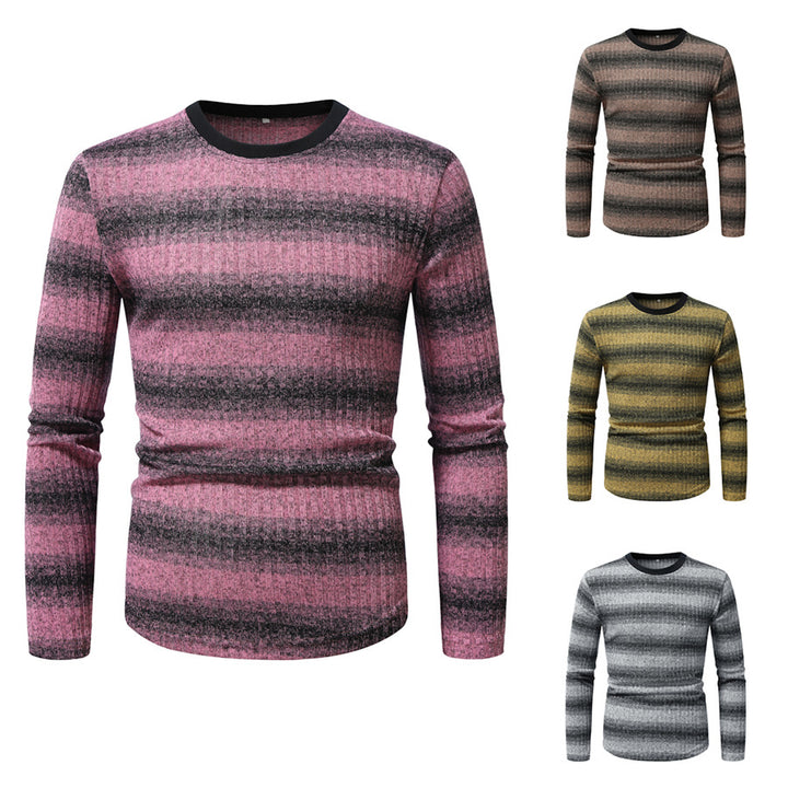 Herren Langarmshirt aus strukturiertem Material mit modischem Streifenmuster Drune