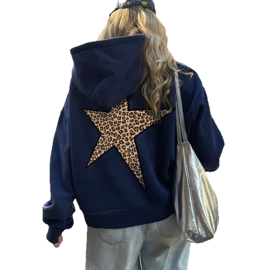 Damen Kapuzenpullover mit auffälligem Leopardenstern-Design Drune