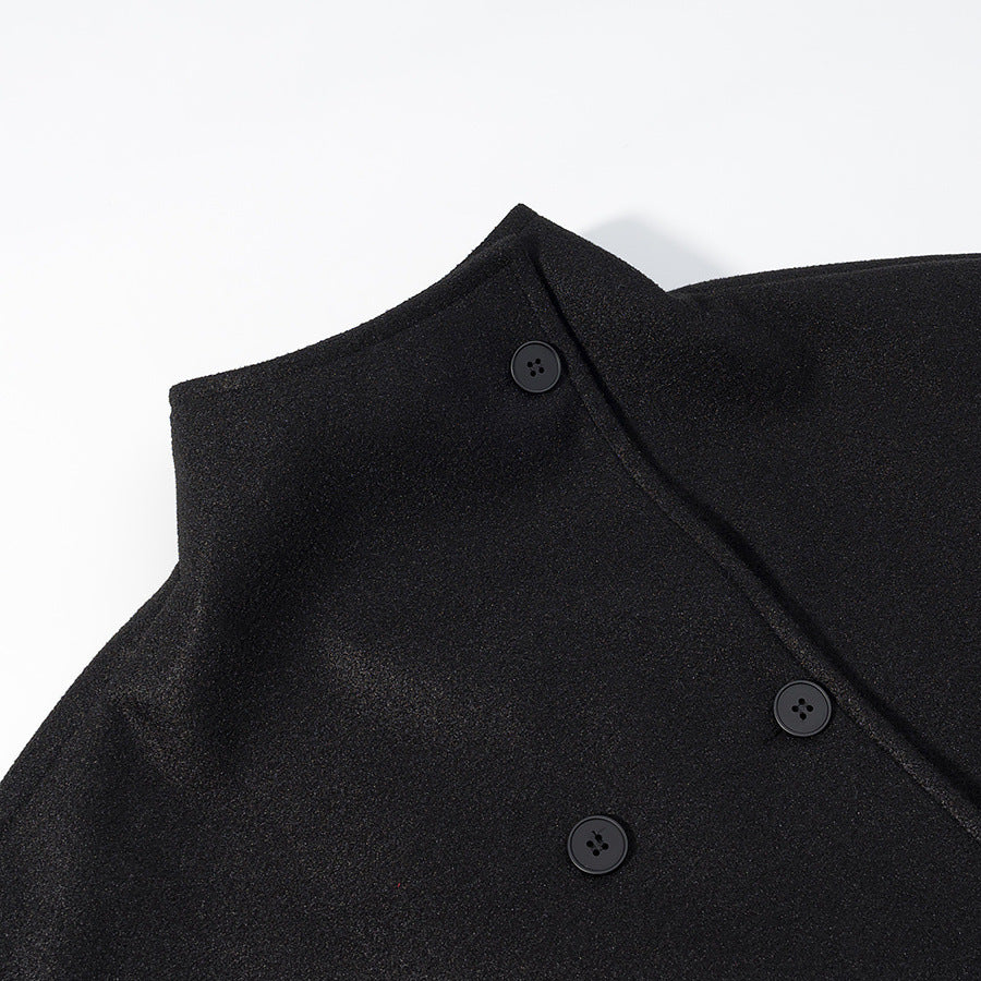 Damen modische Jacke mit hohem Kragen und doppelter Knopfleiste Drune