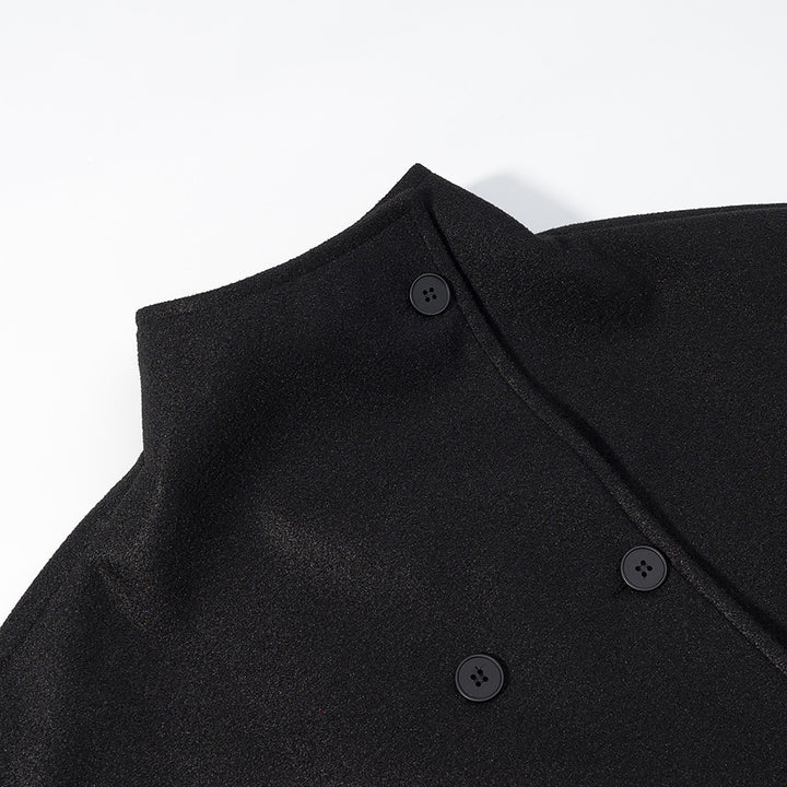 Damen modische Jacke mit hohem Kragen und doppelter Knopfleiste Drune