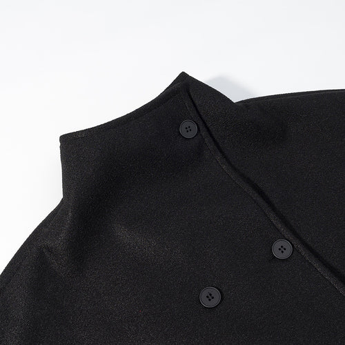 Damen modische Jacke mit hohem Kragen und doppelter Knopfleiste Drune