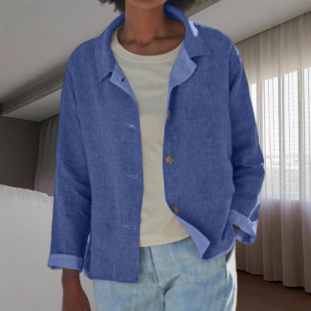 Damen Leichte und lässige Baumwolljacke mit geknöpften Details Drune