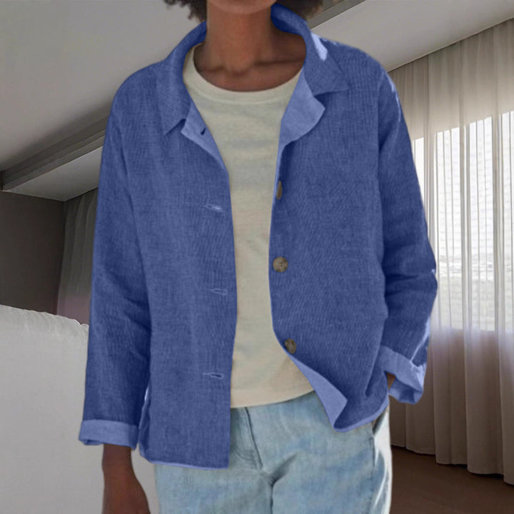 Damen Leichte und lässige Baumwolljacke mit geknöpften Details Drune