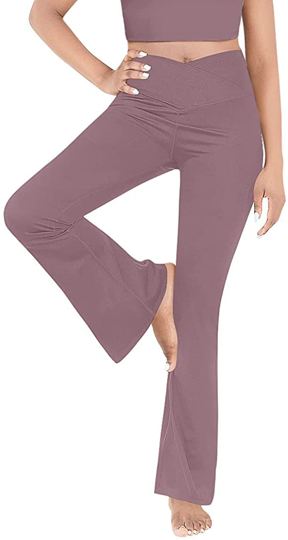 Damen Bootcut Yoga-Hose aus elastischem Material mit hohem Bund Drune