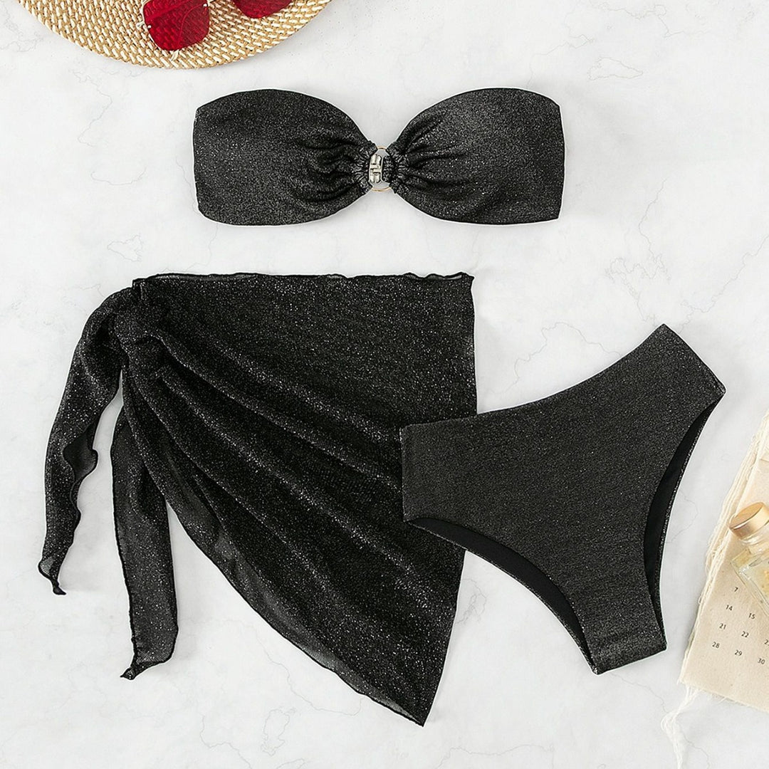 Damen Glamouröser Bandeau-Bikini mit Glitzer-Details Drune