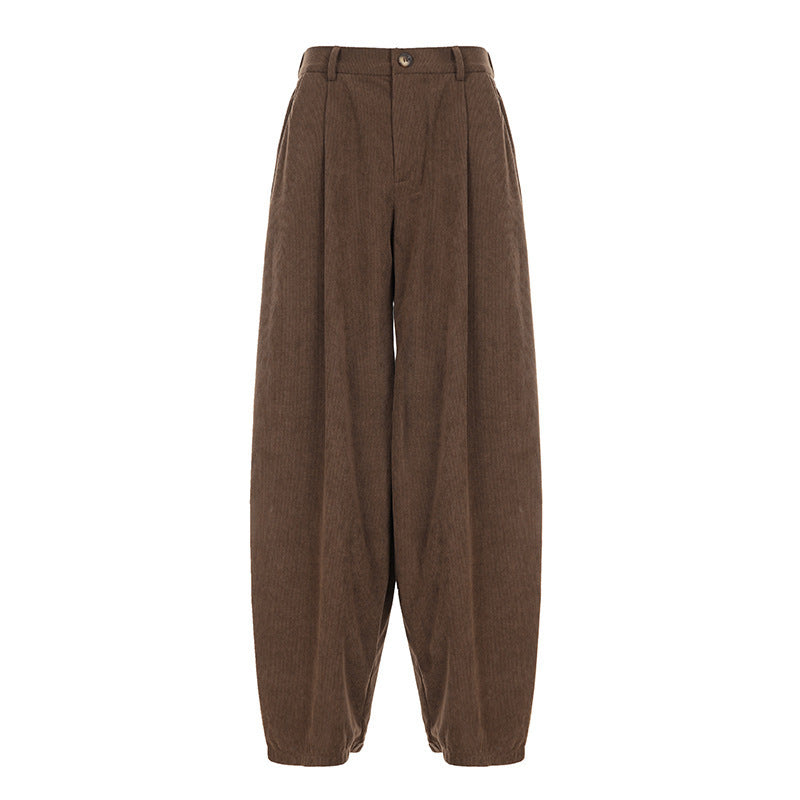 Damen Hochtaillierte Weite Hose mit Faltenwurf Drune