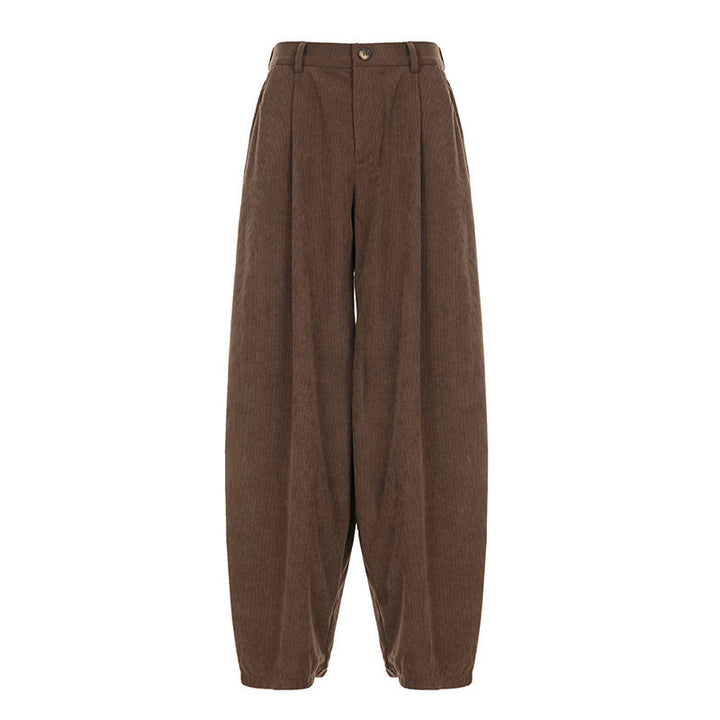 Damen Hochtaillierte Weite Hose mit Faltenwurf Drune