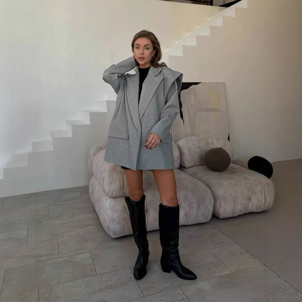 Damen elegante oversized Blazerjacke Drune