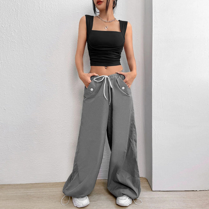 Damen cropped Tanktop mit raffinierter Raffung und quadratischem Ausschnitt Drune