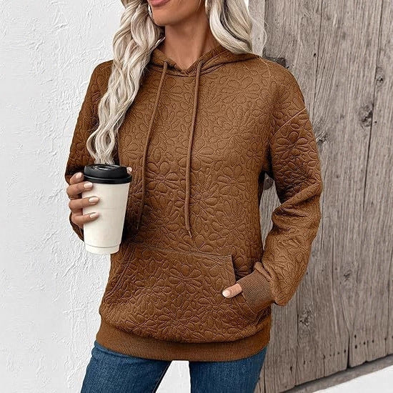 Damen Kapuzenpullover mit floralen Prägungen und großzügiger Passform Drune