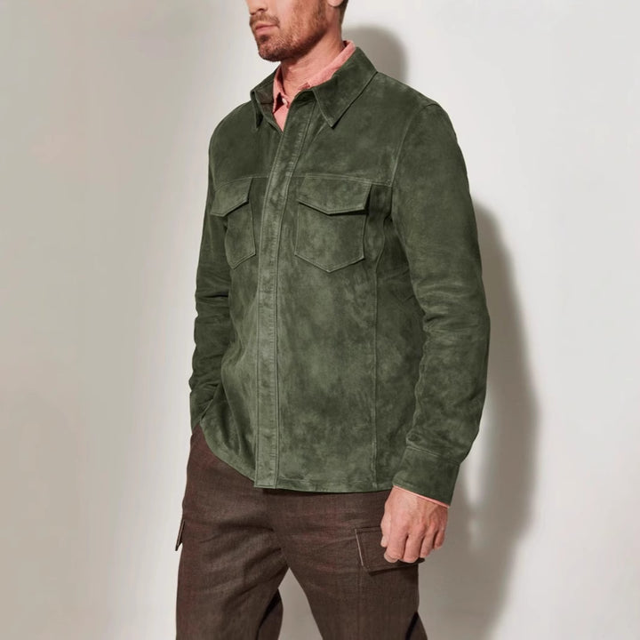 Herren Suede Jacke mit zwei aufgesetzten Taschen und modernem Schnitt Drune