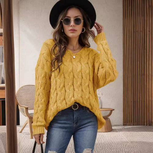Damen Grobstrickpullover mit romantischem Zopfmuster und weitem Schnitt Drune