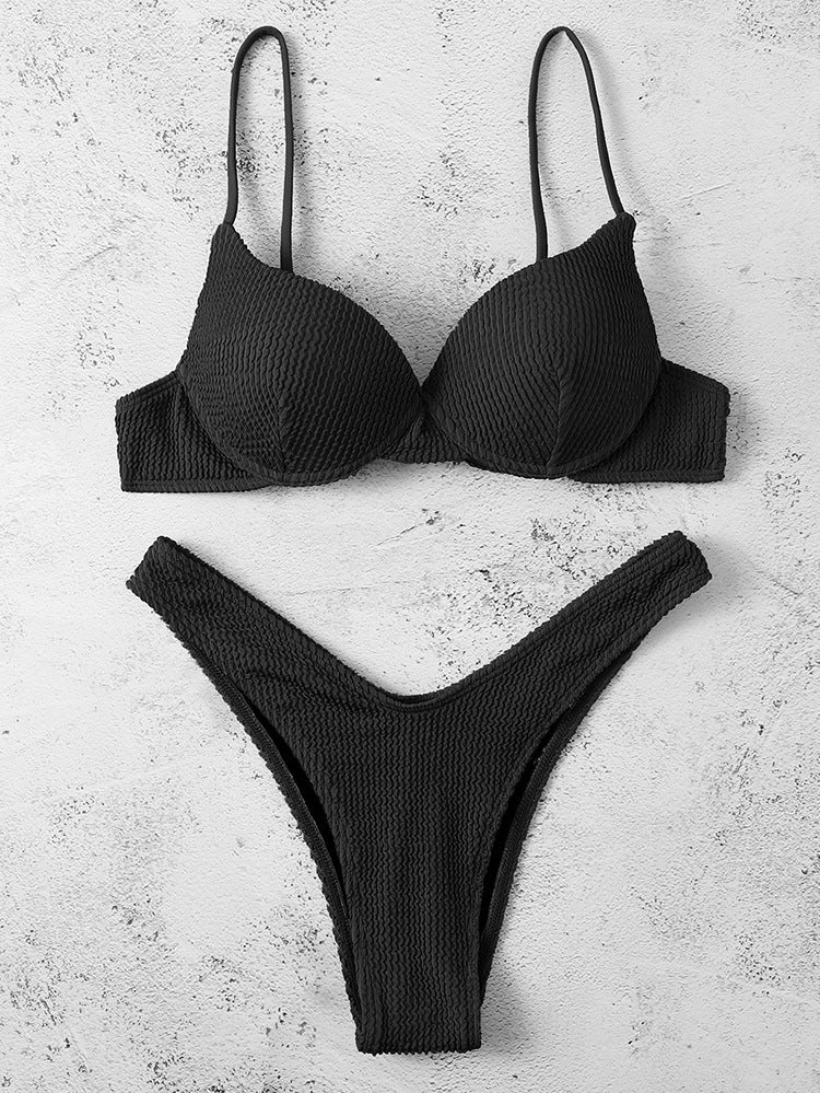 Damen Bikiniset mit gepolstertem Oberteil und hohem Beinausschnitt Drune