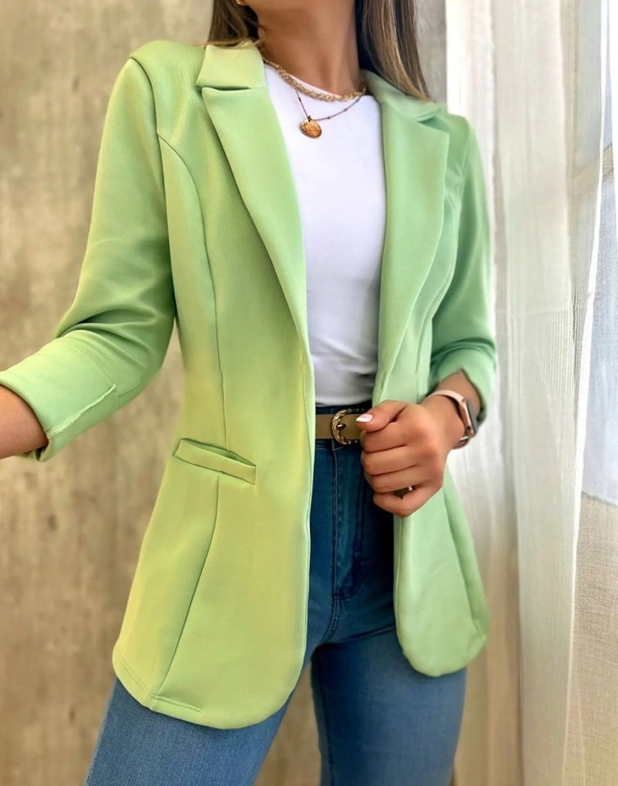 Damen eleganter, taillierter Blazer mit strukturiertem Stoff Drune