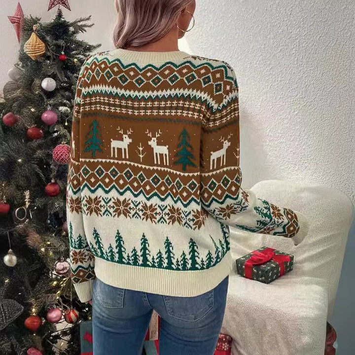 Damen Weihnachtspullover mit festlichem Rentier-Design und weichem Material Drune