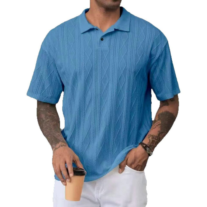 Herren Poloshirt mit strukturiertem Rautenmuster und atmungsaktiven Eigenschaften Drune